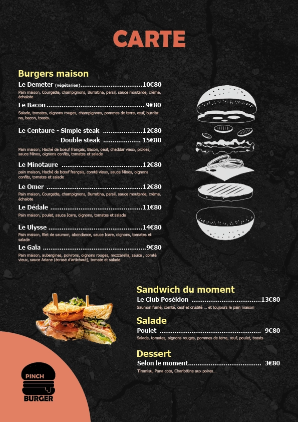 Menu Pinch Burger